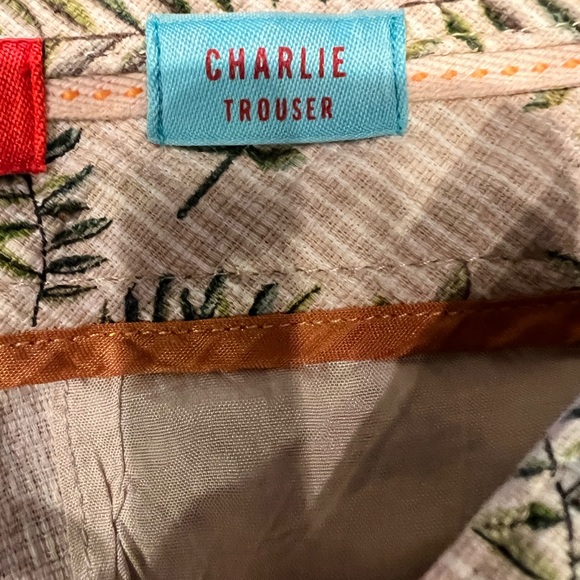 Anthropologie Cartonnier Charlie trouser pants size 4 fern print Tan Green - Picture 12 of 13